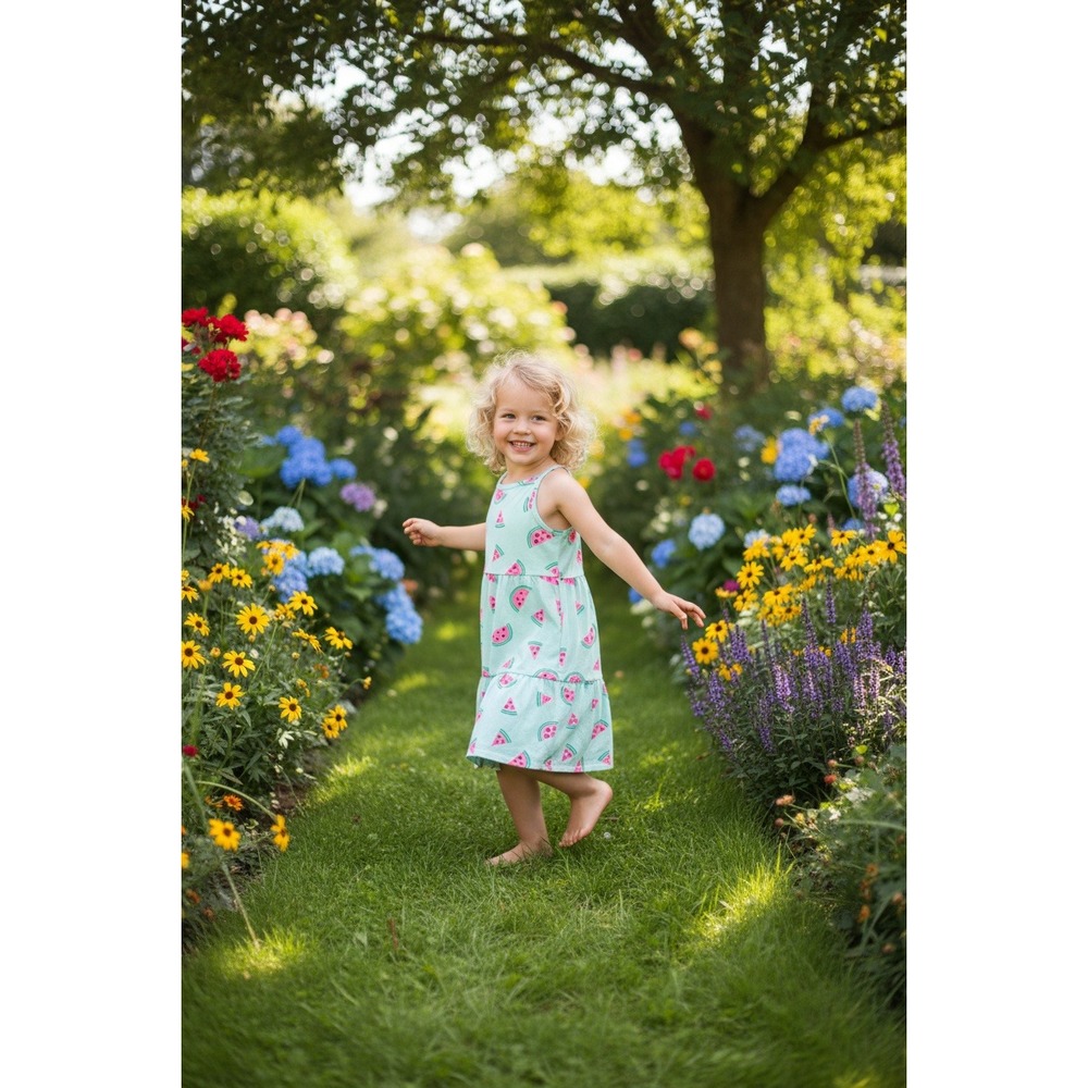 Cat & Jack Girls Mint Watermelon Print Tiered Sundress Size M‎ 8 Summer Fruit